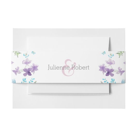 Elegante bloemenbruiloft uitnodiging buikband uitnodigingen wikkel (Voorkant Voorbeeld)