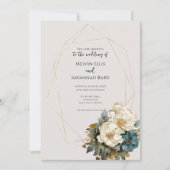 Elegante bloemenbruiloft uitnodiging modern script (Voorkant)