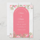 Elegante bloemenbruiloft uitnodiging_roze boog ont kaart (Voorkant)