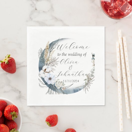 Elegante bloemenbruiloft Waterverf Servet (Insitu)