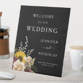 Elegante bloemenbruiloft welkom reclamebord met voetstuk (Insitu)