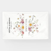 Elegante bloemenbruiloft welkom spandoek (Horizontaal)