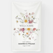 Elegante bloemenbruiloft welkom spandoek (Verticaal)