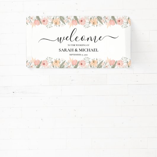 Elegante bloemenbruiloft welkom spandoek (Insitu)