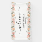 Elegante bloemenbruiloft welkom spandoek (Verticaal)