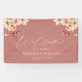 Elegante bloemenbruiloft welkom spandoek (Horizontaal)