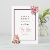 Elegante bloemencake tropische bruiloft kaart (Staand voorkant)