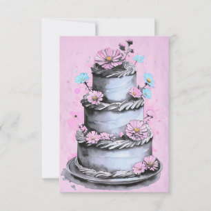 Elegante Bloemencake Verjaardagskaart Kaart