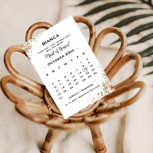 Elegante bloemencalender bruidsmeisje vraag om haa kaart