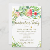 Elegante bloemenchic tuin rozen afstudeerfeest kaart (Voorkant)