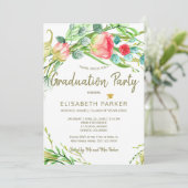 Elegante bloemenchic tuin rozen afstudeerfeest kaart (Staand voorkant)