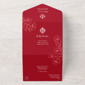 Elegante bloemenChinees Alles in één bruiloft uitn All In One Uitnodiging (Buitenkant)