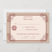 Elegante bloemenChinese bruiloft RSVP uitnodiging (Voorkant)