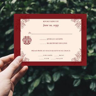 Elegante bloemenChinese bruiloft RSVP uitnodiging