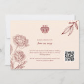 Elegante bloemenChinese bruiloft RSVP uitnodiging (Voorkant)