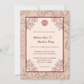 Elegante bloemenChinese Engelse bruiloft uitnodigi Aankondiging (Voorkant)