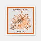 Elegante bloemenchique koraal Waterverf bloem Servet (Voorkant)