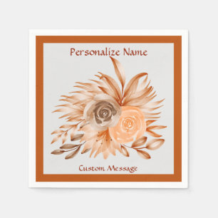 Elegante bloemenchique koraal Waterverf bloem Servet