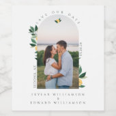 Elegante bloemencitroenboomboog foto Opslaan van d Wijn Etiket (Enkel label)