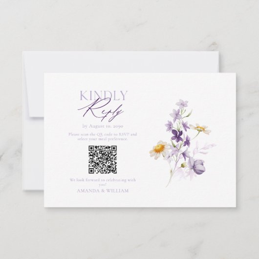 Elegante Bloemencode QR Code RSVP Kaart (Achterkant)