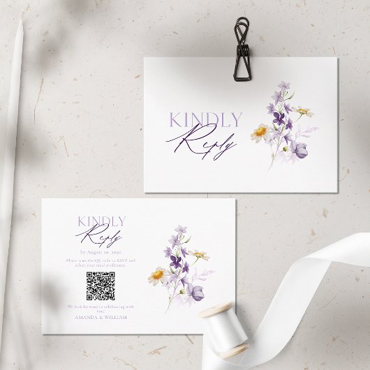 Elegante Bloemencode QR Code RSVP Kaart
