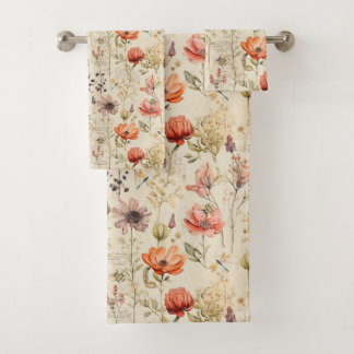 Elegante  bloemencollage bad handdoek