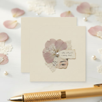 Elegante bloemencollage & Ukiyoe Informatiekaartje