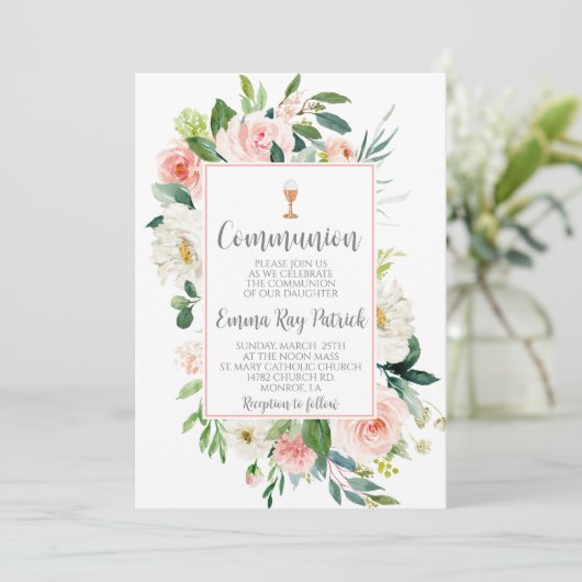 Elegante Bloemencoomunie Kaart (Staand voorkant)