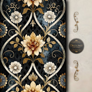 Elegante Bloemendamask Decoupage Tissuepapier