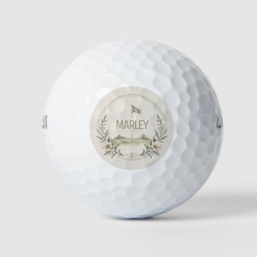 Elegante Bloemendame Naam Golfballen (Voorkant)