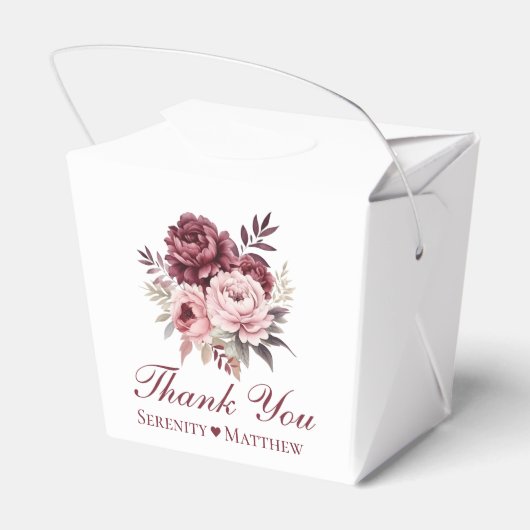 Elegante bloemendank u Waterverf pioen bruiloft Bedankdoosjes (Achterkant)