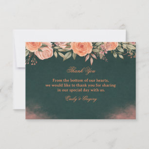 Elegante Bloemendecoratie Donkergroen Bedankkaart