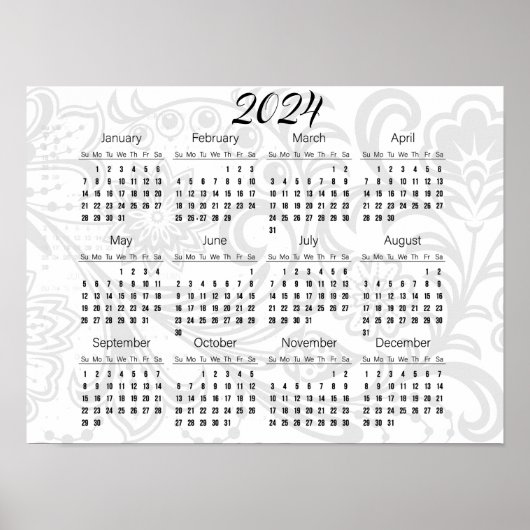 Elegante Bloemendesign 2024 Agenda Poster (Voorkant)