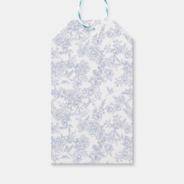 Elegante Bloemendessin in Blauw Franse Toile Cadeaulabel