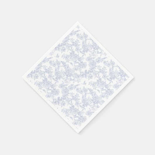 Elegante Bloemendessin in Blauw Franse Toile Servet (Hoek)