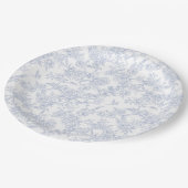 Elegante Bloemendessins in Blauw Franse Toile Papieren Bordje (Gekanteld)