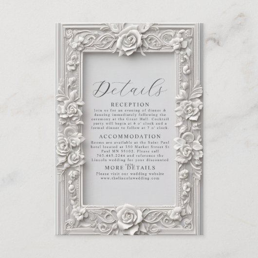 Elegante  bloemendetails informatiekaartje (Voorkant)