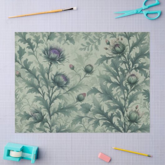 Elegante Bloemendistel Patroon Ontwerp Tissue Papi Tissuepapier (Craft)