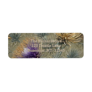 Elegante Bloemendistel Patroon Retouradres Etiket