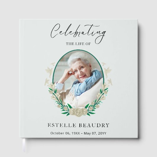 Elegante bloemendodenfeest viering van het leven F Gastenboek (Voorkant)