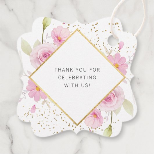 Elegante bloemendoop dank u bedankjes labels (Achterkant)
