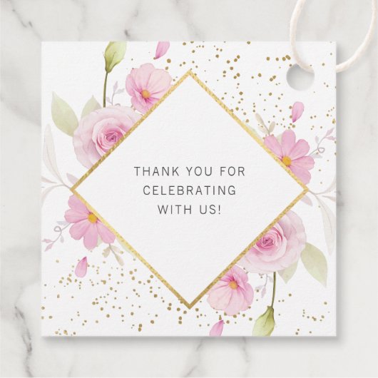 Elegante bloemendoop dank u bedankjes labels (Achterkant)