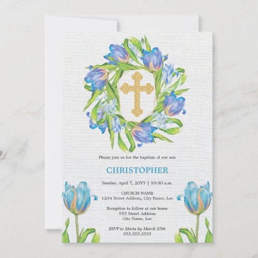 Elegante bloemendoop kaart (Voorkant)