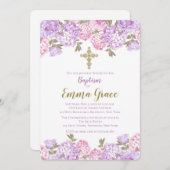 Elegante bloemendoop | Uitnodiging tot doop (Voorkant / Achterkant)