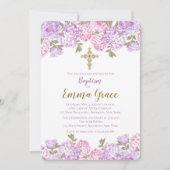 Elegante bloemendoop | Uitnodiging tot doop (Voorkant)