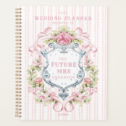 Elegante bloemendouche Crest | Trouwen Planner (Voorkant)