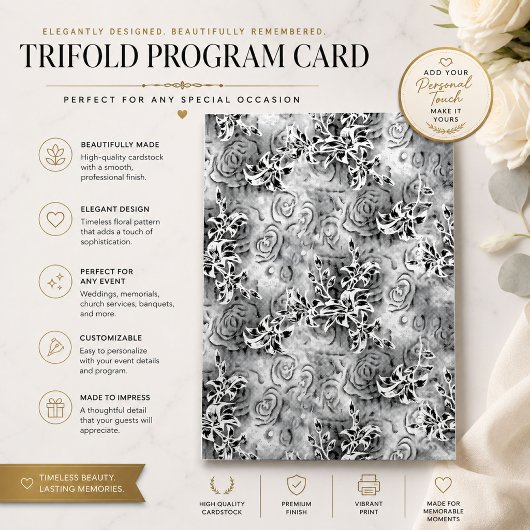 Elegante bloemendrift trifold-programmasjabloon drieluik programma