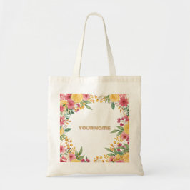 Elegante bloemendubbelnaam bruidsdouche uitnodigin tote bag