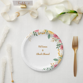 Elegante bloemendubbelnaam bruidsuitnodiging papieren bordje