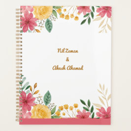 Elegante bloemendubbelnaam bruidsuitnodiging planner